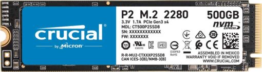 Crucial P2 500GB 3D NAND NVMe PCIe M.2 SSD Up to 2400MB/s - CT500P2SSD8 500 GB