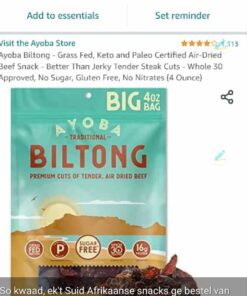 Ayoba Traditional Grass Fed Beef Biltong Slices (4 Ounce, Pack of 1) Keto Friendly Air-Dried Grass Fed Beef Paleo Snacks - Gluten Free, Whole 30 Approved, No Sugar, No Carb Meat Snacks 4.00 Ounce (Pack of 1) 25 61etlfaEKkL