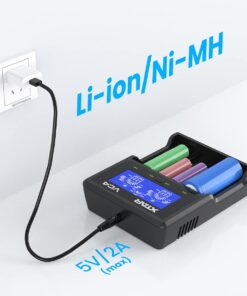 XTAR Rechargeable Battery Charger, 4 Bays Battery Charger for 3.6V 3.7V Li-ion IMR INR ICR 10440 18650 26650 and 1.2V Ni-MH Ni-CD Rechargeable Battery 15 61euIUXLeML