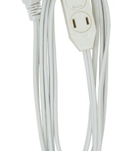 SlimLine 2235 Indoor Flat Plug Extension Cord, 3 Foot Cord, Right Angled Plug, 16 gauge, 3 Polarized Outlets, 125 Volts, Space Saving Design, Neutral White Color, UL and CUL Listed… 16/2 Gauge 3 ft