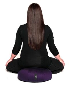 Alternative view of Hugger Mugger Zafu Meditation Cushion - Support in Cross-Legged Sitting, Buckwheat Filled, Durable Fabric, Convenient Handle, Handmade in USA Plum
