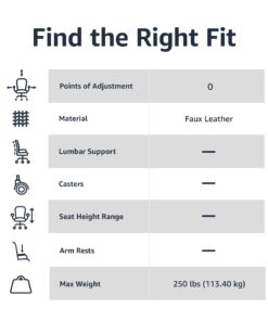 Amazon Basics Classic Faux Leather Office Desk Guest Chair with Metal Frame, Black, 27.4D x 23.6W x 35.8H in 25 61ezZ3rJmqL