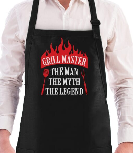 Tstars Aprons for Men with Pockets Grill BBQ Funny Cooking Mens Women Chef Apron One Size Grill Master / Black