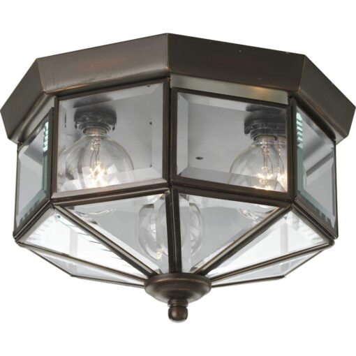 Progress Lighting P5788-20 Beveled Glass Close-to-Ceiling, 9-Inch Diameter x 7-Inch Height, Bronze