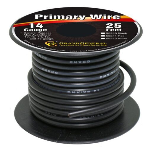 Grand General 55240 Black 14-Gauge Primary Wire 25 Ft