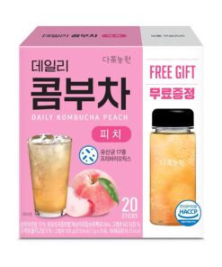 Garden Kombucha Tea, Powder 5g x 20 Sachets (100g/3.52oz) Probiotics, Prebiotics, Sugar Free, Black Tea, Healthy Drink with Bottle (FREE BOTTLE SHAKER) (Peach) Peach 27 61f5SHE2FRL