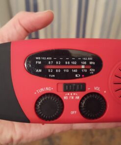 iRonsnow Solar Emergency Hand Crank Weather Radio, Portable Self Powered NOAA AM/FM Radios with SOS Alarm LED Flashlight 2000mAh Power Bank Smart Phone USB Charger for Camping (Red) 37 61f5e2ZjXaL