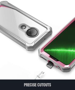 Poetic Moto G7 Rugged Clear Case, Full-Body Hybrid Shockproof Bumper Cover, Built-in-Screen Protector, Guardian Series, DO NOT FIT Moto G7 Power Or Moto G7 Play, Pink/Clear 17 61f5eeVyTiL