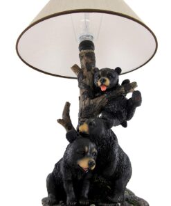 Zeckos Rustic Black Bear Family Table Lamp - Lodge-Inspired Home Lighting - 20" Tall Resin Construction - Charming Bear Face Print Shade - Ideal for Cabins and Dens 15 61f6m7IciWL