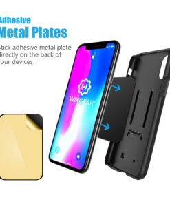 WixGear Mount Metal Plate with Adhesive for Magnetic Cradle-Less Mount - X4 Pack 2 Rectangle and 2 Round (Compatible with Magnetic mounts) (Black) Black 29 61f8ZZHSBFL