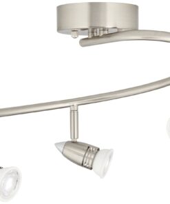 Pro Track Spiral 3-Head LED Ceiling Track Light Fixture Kit Spot-Light GU10 Directional Adjustable Silver Brushed Nickel Finish Metal Modern Kitchen Bathroom Living Room Dining Hallway 11" Wide 14 61fB6NcDK9L