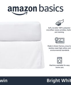 Alternative view of Amazon Basics Lightweight Pleated Bed Skirt, Twin, Bright White
