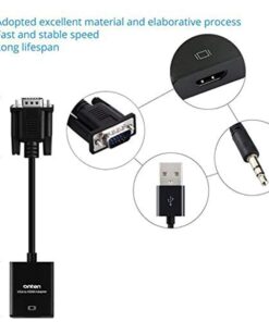 ONTEN VGA to HDMI, 1080P VGA to HDMI Adapter (Male to Female) for Computer, Desktop, Laptop, PC, Monitor, Projector, HDTV with Audio Cable and USB Cable (Black) 15 61fBeKbO rL