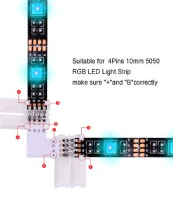 5050 4Pin LED Strip Connector Kit - iCreating 10mm RGB 4 Pin LED Connector Accessories Kit Include L LED Connectors for Strip Lights, 4-pin LED Light Strip Connectors with Wire, LED Extension Cable 16.4ft 23 61fCHijES L