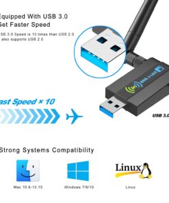 Wireless USB WiFi Adapter for PC: CXFTEOXK 1300Mbps WiFi USB, 802.11AC WiFi Adapter for Desktop PC, Dual Band WiFi Dongle Wireless Adapter for Windows11/10/8/7/Vista/XP, USB Computer Network Adapters 22 61fCzPA5S