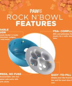 PAW5 Rock 'N Bowl Puzzle Feeder Dog Bowl - Fun Interactive Enrichment Dog Dish - Slow Feeder for Dogs - Stops Bloating - BPA and Phthalate-Free Plastic Made in The USA 14 61fD8x0RVdL