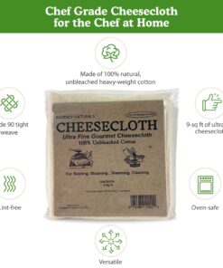 Regency Wraps 100% Cotton Cheesecloth for Basting Turkey, Canning, Straining, Cheesemaking, Natural Ultra-Fine, 9 sq ft, Pack of 4 Natural Ultra Fine 9 sq ft (Pack of 4) 9 61fEiFKBBPL