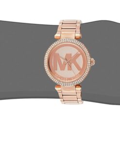 Michael Kors Parker Women's Watch, Stainless Steel and Pavé Crystal Watch for Women with Steel, Leather, or Silicone Band Rose Gold Logo 18 61fFPhB2PKL