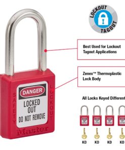 Master Lock 410RED Lockout Tagout Safety Padlock with Key Red 1-1/2", 1-3/4" 16 61fFwDlbs4L