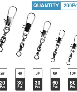 Alternative view of ReeMoo 200PCS Fishing Rolling Ball Bearing Barrel Swivel with Safety Snap Connector Fishing Accessories #2#4#6#8#10