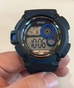 Aposon Mens Digital Sports Watch, Military Army Electronic Watches Running 50M 5 ATM Waterproof Sports LED 7 Colour Wristwatch Water Resistant with Stopwatch blue 31 61fI2Bn6FBL 1