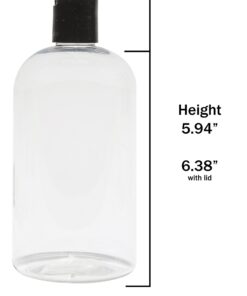 Baire Bottles 16 oz Empty Plastic Bottles with Squeeze Top for Shampoo Bottles, Lotion Bottle, Sanitizer, 6 Pack, Waterproof Labels, PET, BPA Free USA (Amber/Brown with Black Disc, Damask Labels) Amber/Brown with Black Disc, Damask Labels 16 61fJFT33IeL