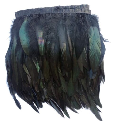 Sowder Rooster Hackle Feather Fringe Trim 5-7" in Width Pack of 5 Yards(Black) black