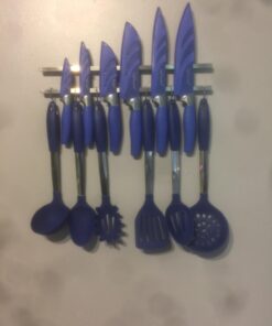 Culinary Couture 6-Piece Stainless Steel & Silicone Kitchen Utensils Set, Silicone Cooking Utensils, Heat Resistant Kitchen Cooking Utensils Set, Includes a Bonus Recipe E-Book, Blue 6 Piece - Large 30 61fKzl7FNAL 1
