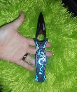 TAC Force TF-707 Series Assisted Opening Folding Knife, Black Half-Serrated Blade, Dragon Handle, 4-1/2-Inch Closed Blue 31 61fPE fBDxL