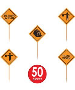 Alternative view of Beistle, 2 1/2-Inch, Orange/Black Construction Sign Food Picks