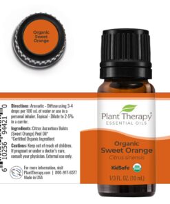 Plant Therapy Sweet Orange Organic Essential Oil 100% Pure, USDA Certified Organic, Undiluted, Natural Aromatherapy, Therapeutic Grade 10 mL (1/3 oz) 11 61fScNYs5uL