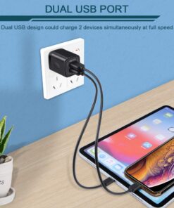 USB Wall Charger, Ailkin 2.1A Dual Port Portable Universal USB Wall Charger Adapter Box for iPhone 15 14 13 12 Mini Pro Max SE 11 XS XR X Plus, Samsung Galaxy A04S A14 S22 S21, Google Pixel 7 7a 6 6a Pure Black 19 61fWThDQMmL