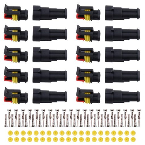 MUYI 10 Kit 2 Pin Way Waterproof Electrical Connector 1.5mm Series Terminals Water Resistend 2 pins