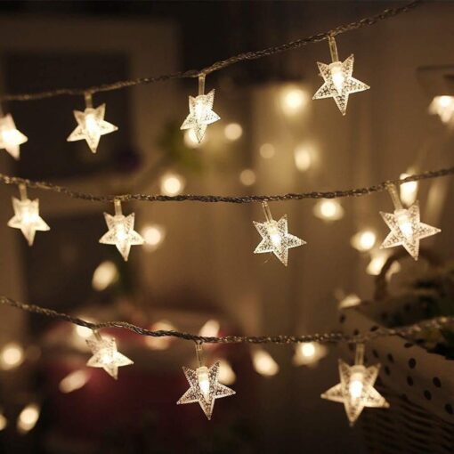 Twinkle Star 100 LED Star String Lights, Plug in Fairy String Lights Waterproof, Extendable for Indoor, Outdoor, Wedding Party, Christmas Tree, New Year, Garden Decoration, Warm White *Warm White Star lights - 49 ft