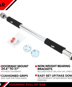 JFIT Deluxe Pull-Up, Chin-Up, and Heavy Duty Bars with Padded Grips - Doorway or Wall Mount Assembly Options Available 40" Deluxe Pull-Up Bar 21 61fc1PK7GbL