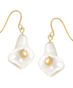 14K Gold Mother-of-Pearl Calla Lily Drop Earrings 9 61fc8B99wL