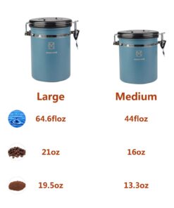 Alternative view of Magicafé Airtight Coffee Storage Container - with Co2 Valve Coffee Bean Grounds Storage Canister Medium Blue 16oz