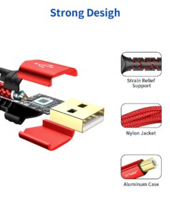 JSAUX Printer Cable, 10FT USB Printer Cable USB 2.0 Type A Male to B Male Scanner Cord USB B Cable High Speed for HP, Canon, Epson, Dell, Brother, Lexmark, Xerox, Samsung etc and Piano, DAC Red 25 61fcf63RGuL