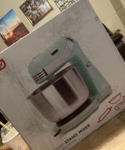 Dash Stand Mixer (Electric Mixer for Everyday Use): 6 Speed Stand Mixer with 3 Quart Stainless Steel Mixing Bowl, Dough Hooks & Mixer Beaters for Dressings, Frosting, Meringues & More - Aqua 27 61fdc5cyWIL