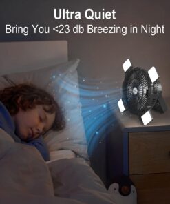 AGPTEK Rechargeable Outdoor Camping Fan - 8000mAh Battery Powered Tent Fan with LED Light & Hook, Portable for Picnics, BBQ, Fishing, Travel, Construction 17 61fdjoOVMRL 2