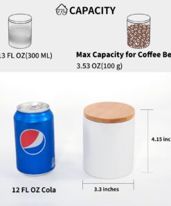 Alternative view of 77L Food Storage Jar, 10.13 FL OZ (300 ML), Ceramic Food Storage Jar with Airtight Seal Bamboo Lid - Modern Design White Ceramic Food Storage Canister for Serving Tea, Coffee, Spice and More 10.13 FL OZ (300 ML)