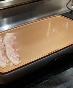 BELLA Electric Ceramic Titanium Griddle, Make 10 Eggs At Once, Healthy-Eco Non-stick Coating, Hassle-Free Clean Up, Large Submersible Cooking Surface, 10.5" x 20", Copper/Black 10.5" x 20" 36 61fe9G0GnbL