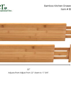 Alternative view of Lipper International 8897 Bamboo Wood Custom Fit Adjustable Deep Kitchen Drawer Dividers, Set of 2