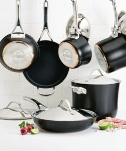 Alternative view of Anolon Nouvelle Copper Hard Anodized Nonstick Pots and Pans, Cookware Set (11 Piece), Onyx Cookware Set (11 Piece)