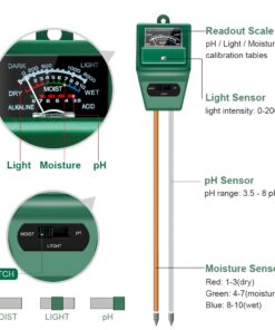 SONKIR Soil pH Meter, MS02 3-in-1 Soil Moisture/Light/pH Tester Gardening Tool Kits for Plant Care, Great for Garden, Lawn, Farm, Indoor & Outdoor Use (Green) 1 Pack 24 61fhVdVL15L