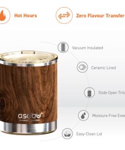 asobu Ultimate Stainless Steel Ceramic Inner Coating Coffee Mug with Double Walled Copper Lining Insulation, 12 Ounces (Wood) Wood 11 61fhbi0kzL