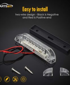 Partsam 6Pcs 4 Inch Marine Boat Light, Slim Line White 9 LED Utility Strip Light Bar, Sealed Waterproof LED Marker Lights for Truck Trailer Camper RV Pickup Car, Under Hood Lights, Dome Lights 16 61fiNNXc6AL
