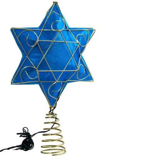 Kurt Adler US0134 13" Gold And Blue Battery-Operated Lighted Deluxe Hanukkah Tree Topper