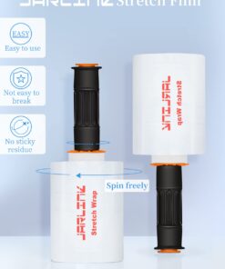 JARLINK 4 Pack Stretch Wrap, 5 Inches Shrink Wrap for Pallet Wrap, Moving Wrapping Plastic Roll, Industrial Strength Stretch Film up to 650% Stretch with Handles, 1000 Feet 9 61fkOTBRjgL