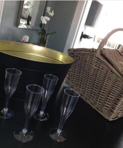 PICNIC TIME Piccadilly Picnic Basket, Romantic Picnic Basket for 2 with Picnic Set - Includes Utensil Set, Glasses, Plates, and Wine Opener, (Anthology Collection - Gray with Gold Accents) 23 61fklDBz25L